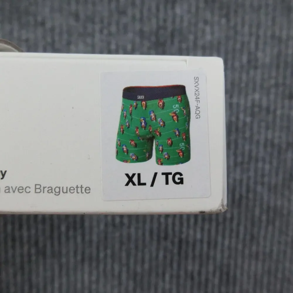Saxx Boxer Briefs Mens XL 6in Green Vibe Xtra Soft Comfort Super Soft Fly NWT